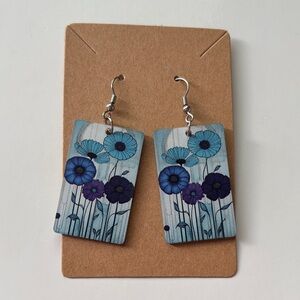 Fashion Jewelry Blue Floral Earrings